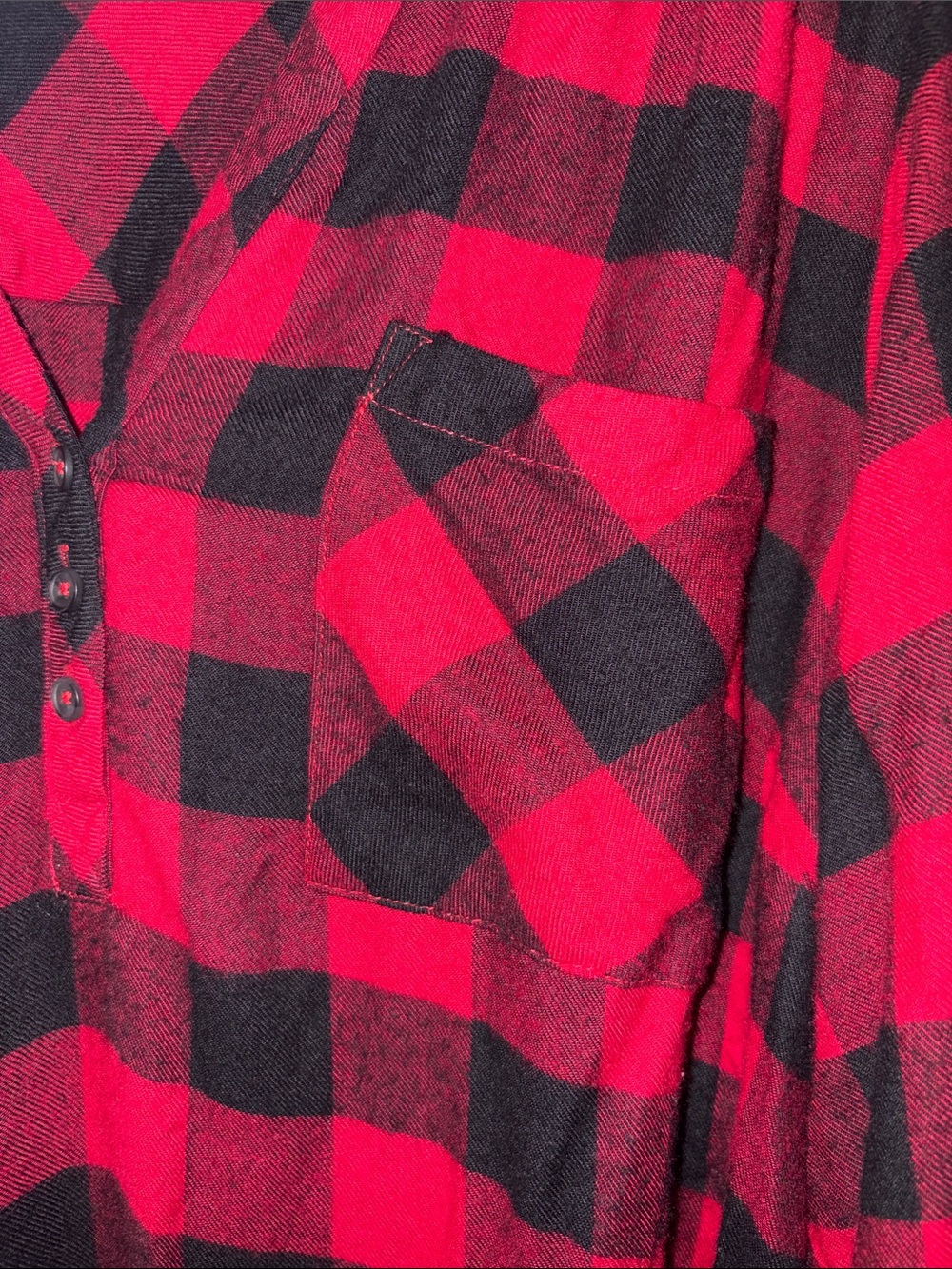 TORRID 3 red buffalo plaid Henley top - Picture 2 of 7